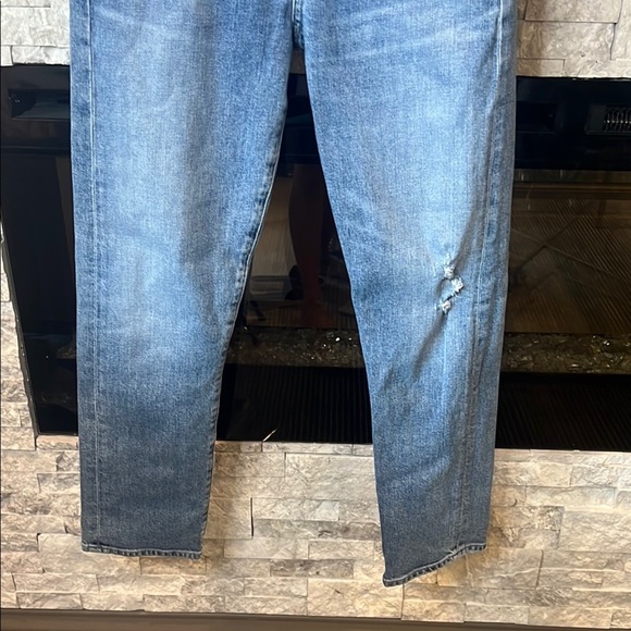 Citizens Of Humanity Blue Straight Jeans with Faded Distressing - Picture 9 of 14